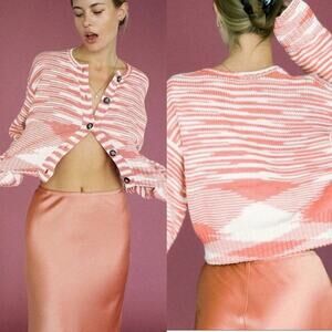 Ciao Lucia Varese Cotten Jacquard-Knit Cardigan in Blush Size Small